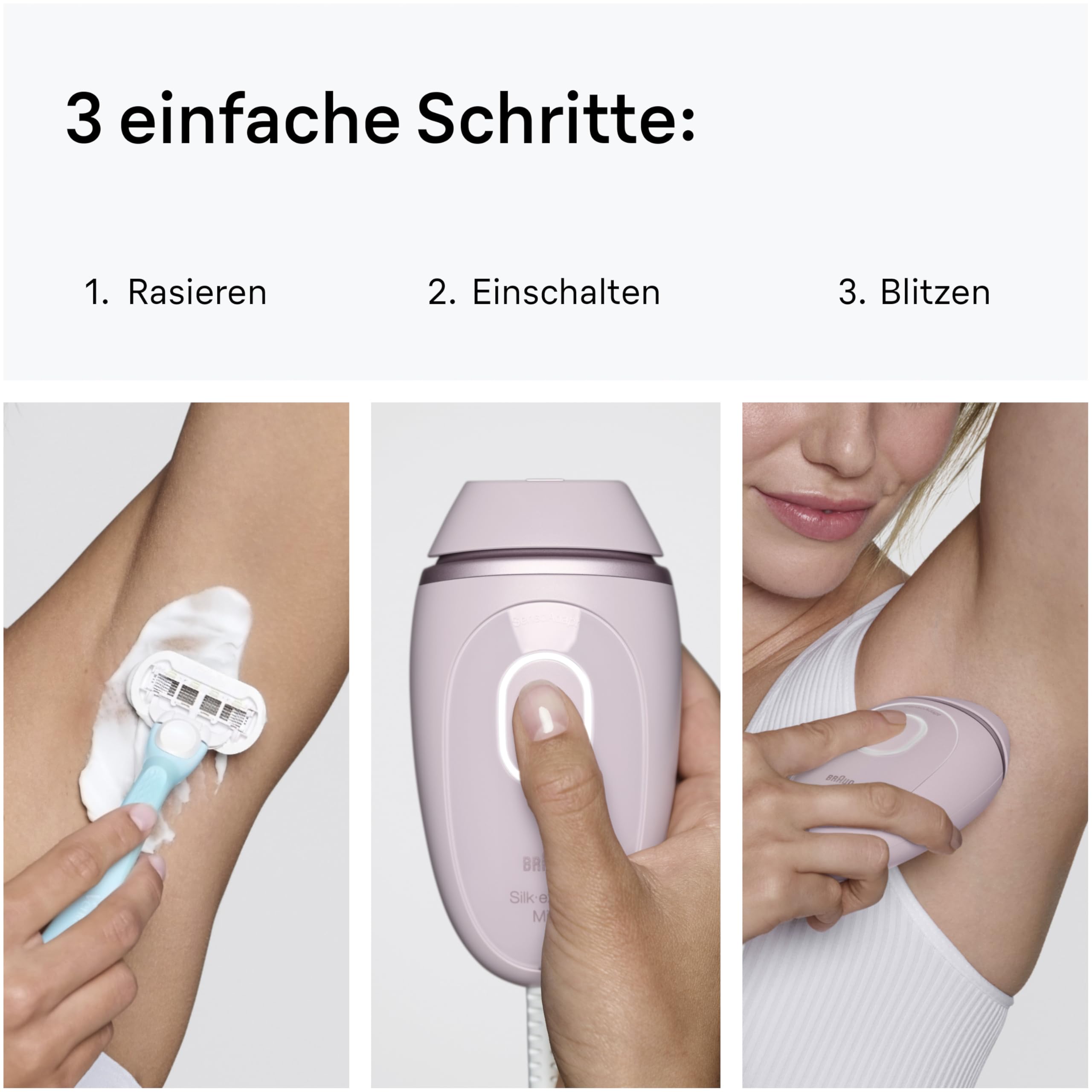 Braun Smart IPL Geräte Haarentfernung Silk·expert Mini — Dauerhafte Laser Haarentfernung für Zuhause, Designed in Germany — Inkl. Etui, Gesichtstrimmer und Gillette Venus Rasierer — PL1112, Rosa 5