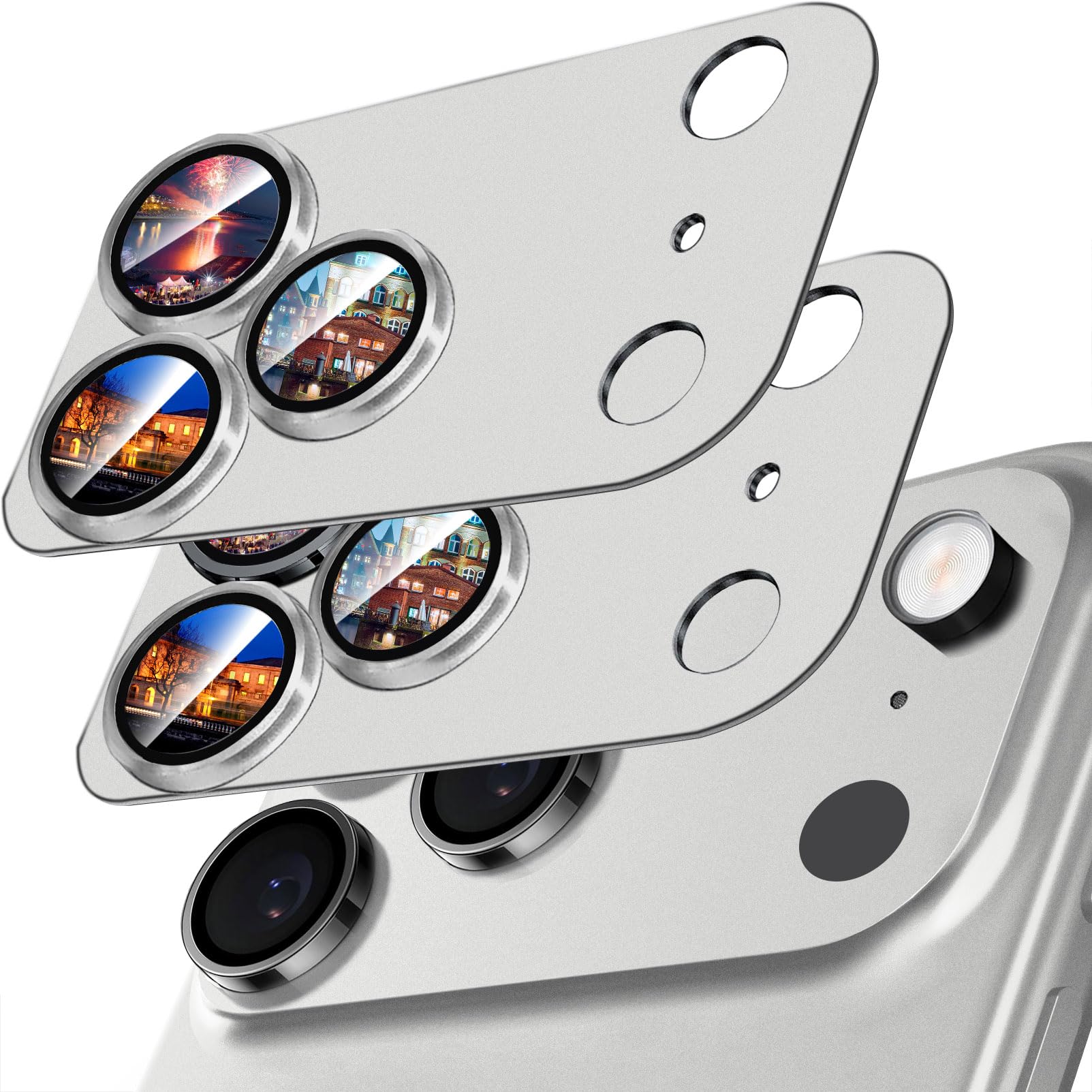 Photo 1 of SiHPuoy 2 Pack Camera Lens Protector for iPhone 17 Pro Max Accessories, Metal Aluminum Alloy Tempered Glass Camera Protector, [Military Grade Shatterproof] [Case Friendly] -Silver