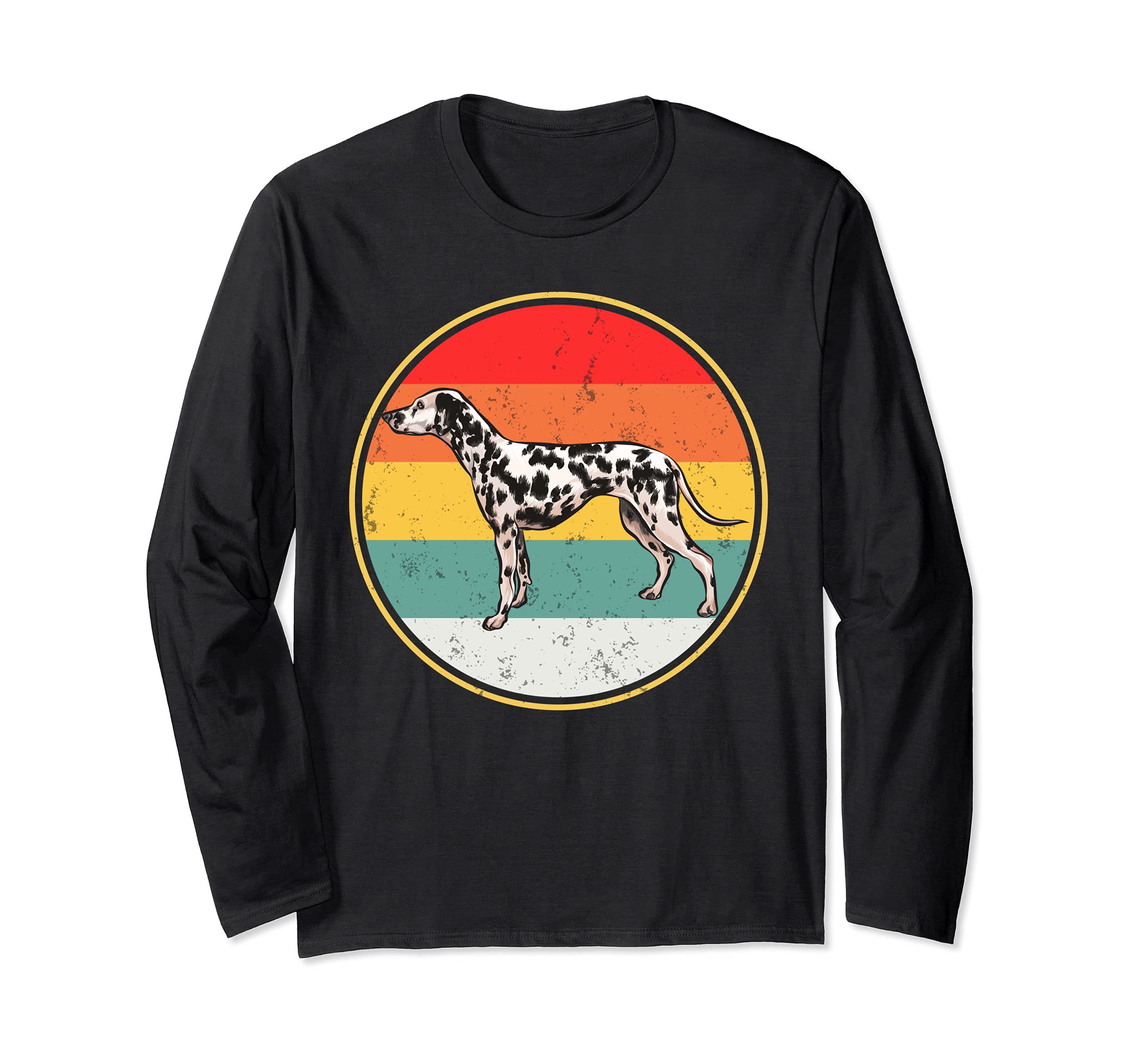 Vintage Retro Sunset Dalmatian Dog Long Sleeve T-Shirt