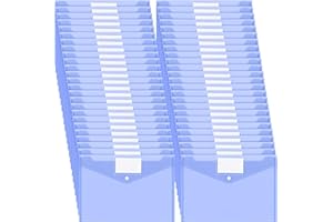 Yeaqee 50 Pcs Plastic Envelopes Poly Envelopes File Folders with Snap Button Closure Clear Folders for Documents US Letter A4 Size Filing Holder with Label Pocket for Home Office School(Blue)