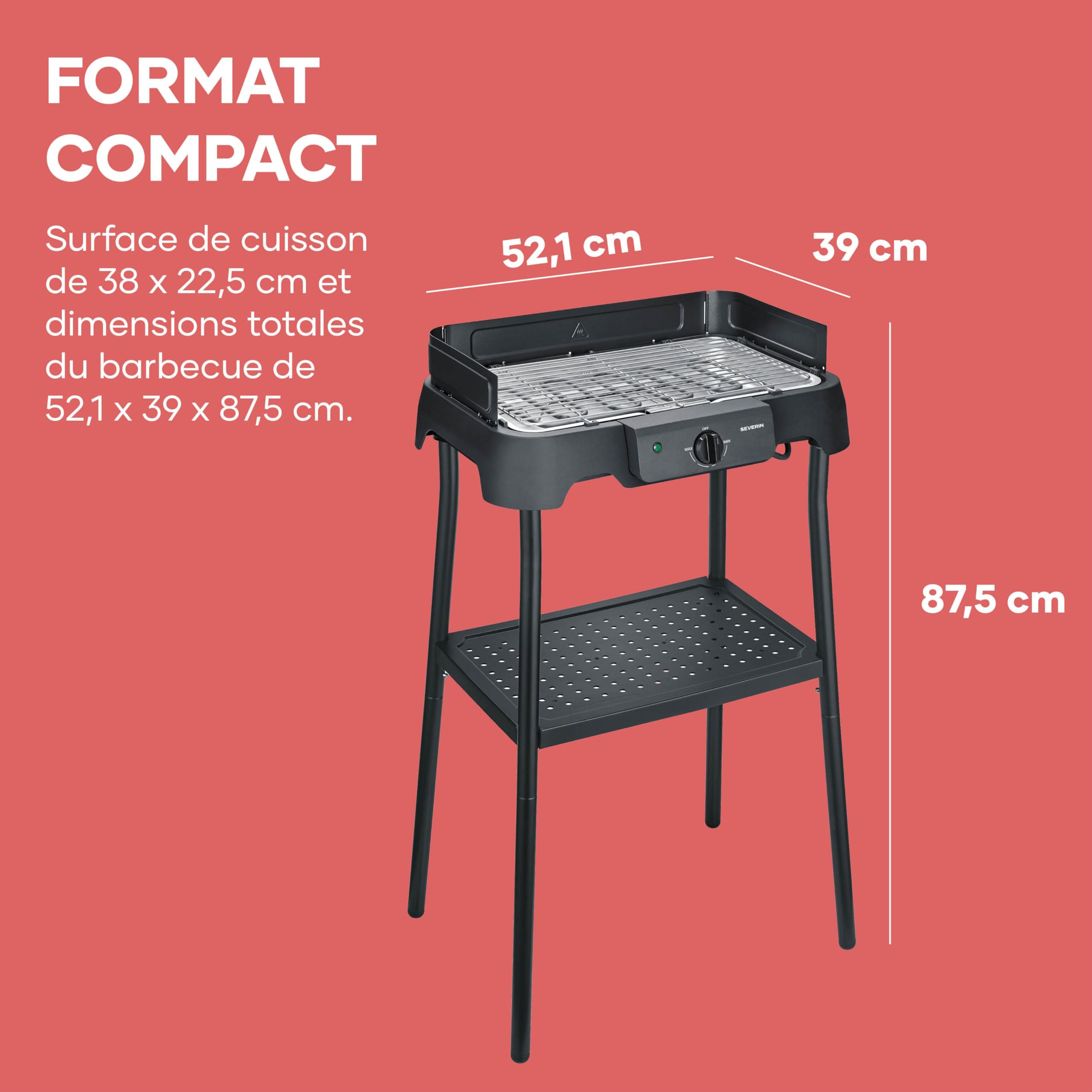 Barbecue Électrique Sur Pied, Grill de Table, Inox, Balcon, 2000W
