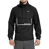 KUTOOK Men's Waterproof Pullover Rain Jacket Reflective Hooded Windbreaker Lighteweight Breathable Raincoat with Pockets