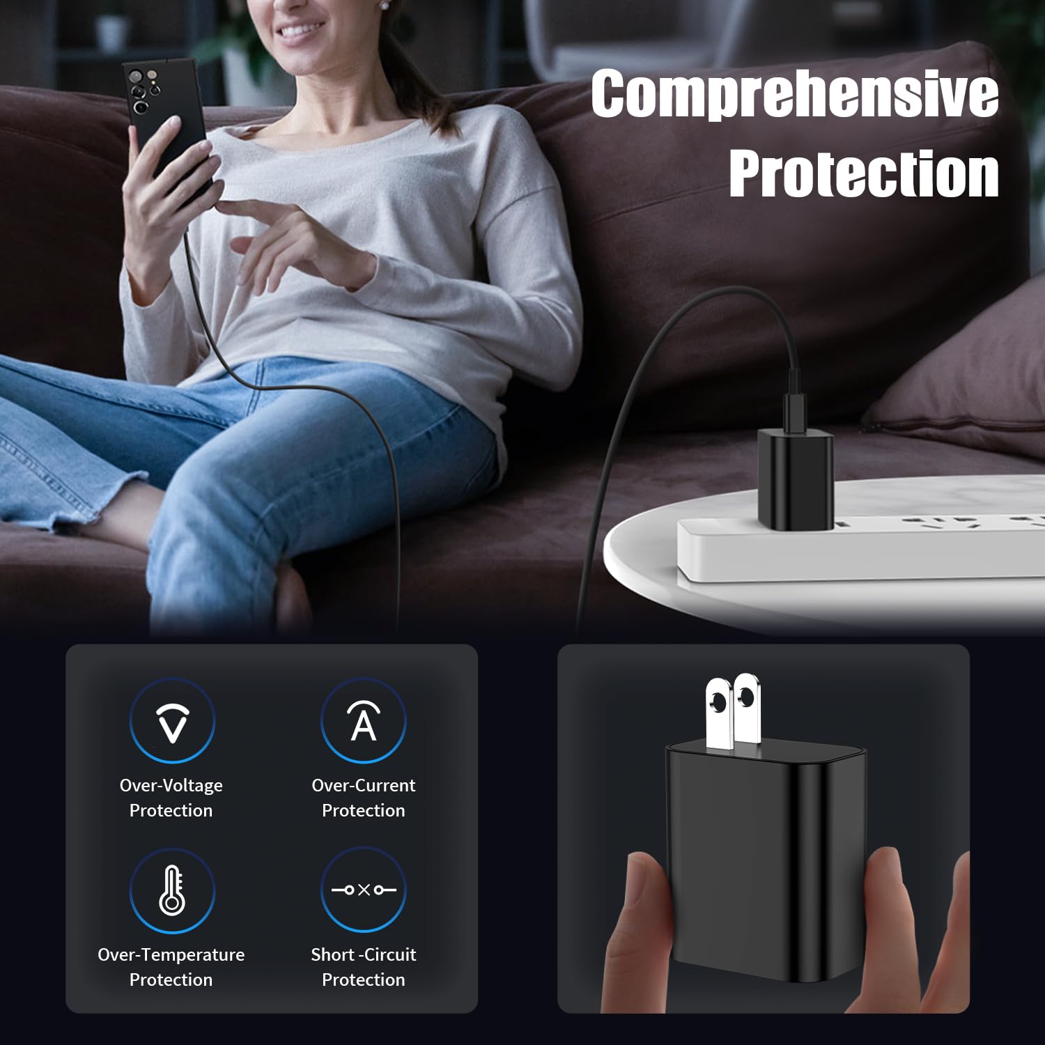 3Pack 45W USB C Charger for Samsung Galaxy S24 Ultra, Super Quite Fast Charging Type C Block with 6FT C to C Cord for Samsung Galaxy Tab S9 S8 S23 Ultra S22 Ultra S23 S22 S21 Note 10 Plus 20