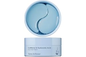 TEREZ & HONOR Under Eye Patches for Dark Circles - 60 Korean Hydrogel Masks for Puffiness, Bags with Caffeine, Hyaluronic Acid, Niacinamide - Undereye Brightening, Hydrating, Anti-Wrinkle & Cooling