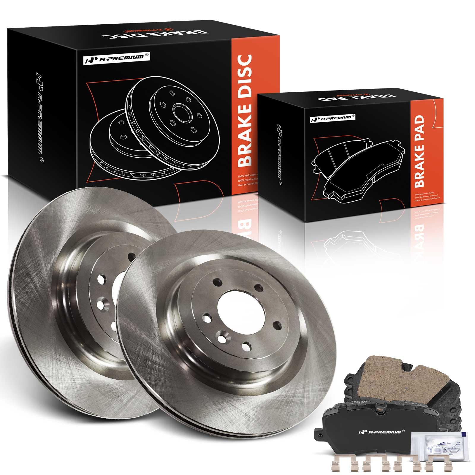 Photo 1 of A-Premium 14.37 inch (365 mm) Rear Vented Disc Brake Rotors + Ceramic Pads Kit Compatible with Select Land Rover Models - Range Rover 2013-2018, Range Rover Sport 2014-2017, 6-PC Set