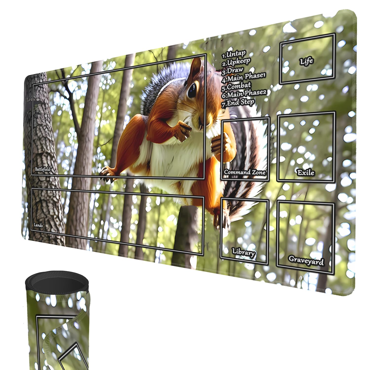 MTG Playmat, 24" x 14" Original TCG Playmats Stitched Edges Smooth Rubber Surface Battle Board Game MTG Playmat with Zones