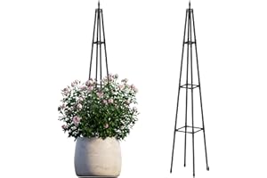 Hsundries 5.2FT Obelisk Trellis for Climbing Plants Outdoor, 16mm Rust-Proof Extra Thickened Plastic-Coated Metal Pipes, Indoor Climbing Support for Potted Plants, Vines, Flowers Stands,Black