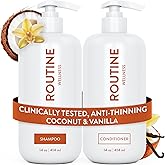 Routine Wellness Anti-Thinning Shampoo and Conditioner Set for Thinning Hair - Biotin DHT Blocker Women & Men - Color Safe Shampoo for Hair Loss & Healthier Hair - Coconut & Vanilla (Pack of 2)