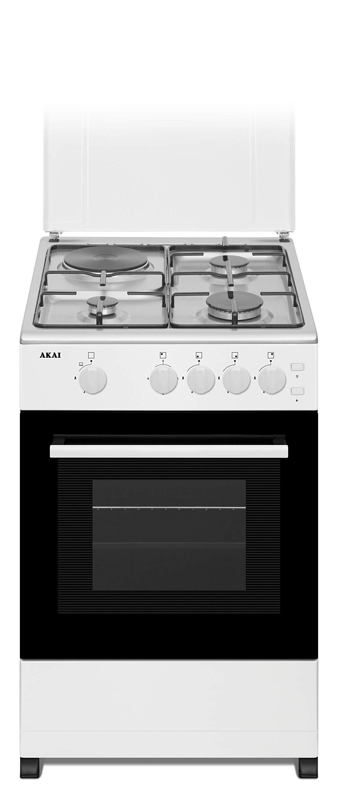 Akai 50 X 50 cm, 3 Gas + 1 Hotplate and Gas Oven, Free standing Cooker