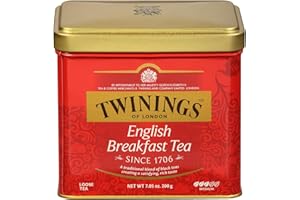 Twinings English Breakfast Loose Tea Tin, 7.05 Ounce Tin (Pack of 1), Smooth, Flavourful, Robust Black Tea Leaves, Caffeinate