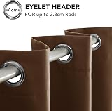 Deconovo Functional Thermal Blackout Curtains Eyelet 2 Panels Brown W52xL72 view 7