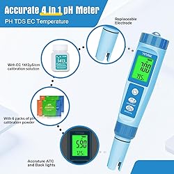 YINMIK Water pH Meter, Digital 4 in 1 pH Temp EC