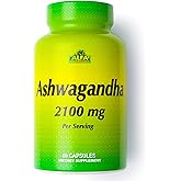 ALFA VITAMINS Ashwagandha Vitamin Supplement, 2,100 mg Pure Ashwagandha Root Powder & Extract, Supports Digestion, Immune System, Joint, Heart & Muscle Health, Gluten Free, Non GMO, 90 Capsules