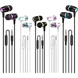 Earbuds Wired with Microphone Pack of 5, Noise Isolating in-Ear Headphones, Powerful Heavy Bass, High Definition, Earphones C