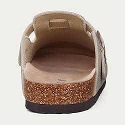 KIDMI Women's Genuine Suede Clogs Cork Footbed