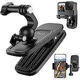 Adaptom 360° Swivel Backpack Clip Mount w Phone Holder, Bag Belt Shoulder Strap Body Attach Accessory for GoPro Max Hero 12 1