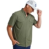 HUK Mens Diamond Back Solid Short Sleeve Button Down Shirt, Fishing Shirt for Men