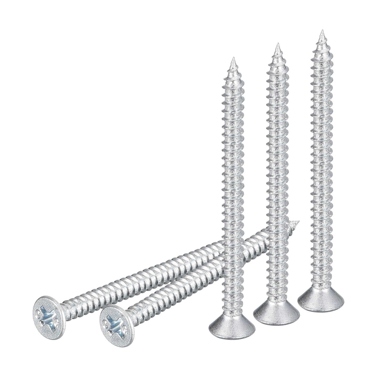DTGN 200Pcs #6x2" Flat Head Wood Screws, Carbon Steel Phillips Self Tapping Screws - Good for Woodworking, Furniture - Silver โ image 1