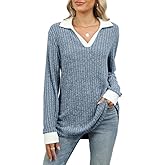 Aygience Womens Long Sleeve Shirts Fashion Fall Tops Blouses Sweater Dressy Business Casual Outfits