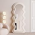 BOJOY Full Length Wavy Arched Mirror, 63x24in, Wall Mount/Standing/Leaning - White