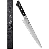 MASAMOTO AT Sujihiki Slicing Knife 10.6" (270mm) Made in JAPAN, Japanese Slicer Knife for Brisket, Meat, Sashimi, Sushi, Sharp Japanese Stainless Steel Blade, Full Tang Pakkawood Handle, Black