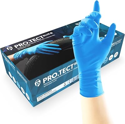 UNIGLOVES PRO.TECT Blue Nitrile Gloves Large Box of 100 Extended Cuff