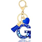 ANHBKAR Initial Keychains for Women with Cute Heart Resin - Alphabet Letter Keychain for Bag, Backpacks, Purse or Car key