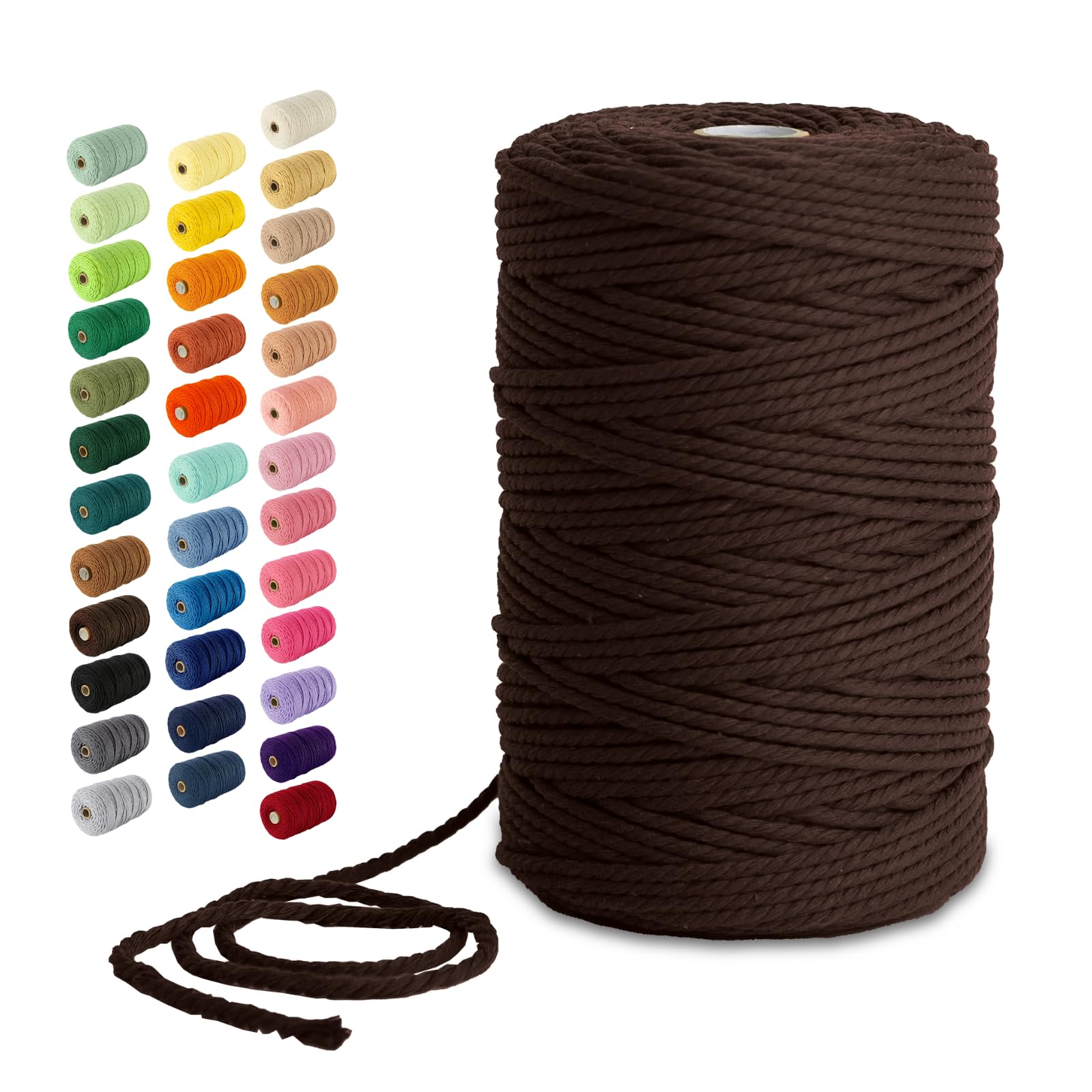 Photo 1 of Nook Theory Macrame Cord - 3mm 220 Yards Cotton Rope, 4mm 5mm Yarn, String for Crafts, Perfect for Macrame Wall Hanging and Boho Decorations (Mocha 2)