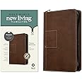 NLT Thinline Reference Zipper Bible, Filament Enabled (LeatherLike, Atlas Rustic Brown, Indexed, Red Letter)