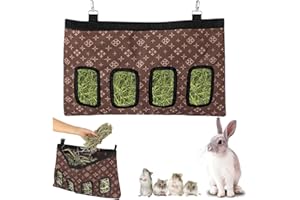 RabbitHayFeederBag,HayHangingFeederStoragewith4 Holes&Shoulder Strap,Guinea Pig Hay Feeder Storage,Small AnimalHangingFeeders