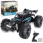 Carox Remote Control Car &amp; RC Cars, 2.4GHz 25KM/H High Speed RC Car, 1:18 Off-Road Monster Truck with LED Lights and 1800mAh Rechargeable Battery&ndash;Blue
