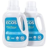 ECOS Laundry Detergent Liquid, Free &amp; Clear, 50 Fl Oz (Pack of 2) | 100 Loads, Dermatologist Tested Laundry Soap, Hypoallergenic, EPA Safer Choice Certified, Plant-Powered