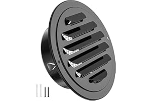 HG Power Stainless Steel Soffit Vents 4 Inch, Black Round Vent Cover with Screen Mesh, Louver Soffit Exhaust Vent for Wall Garage, Kitchen, Attic & House Ventilation, 98mm Diameter
