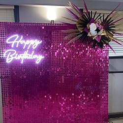 COKAOBE Hot Pink Shimmer Wall Backdrop, 24PCS