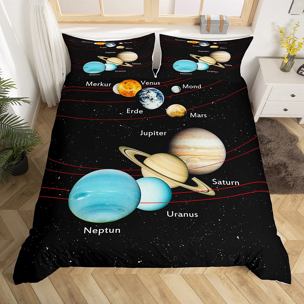 Homemissing Solar System Planet Bedding & Linen Set Kids Duvet Cover Set, 2 Pcs Bedding (1 Duvet Cover 1 Pillow Case) — image 1