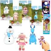 Disney Doc McStuffins Mini Figures - Toy Bundle with 4 Cupcake Topper Figurines Including Lambie, Stuffy, and More Plus Stickers | Doc McStuffins Party Supplies