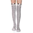 Wander G Women's Over Knee Fuzzy Socks - Cartoon Stripe Thigh High Stockings, Warm & Cozy (Owl) - View #2