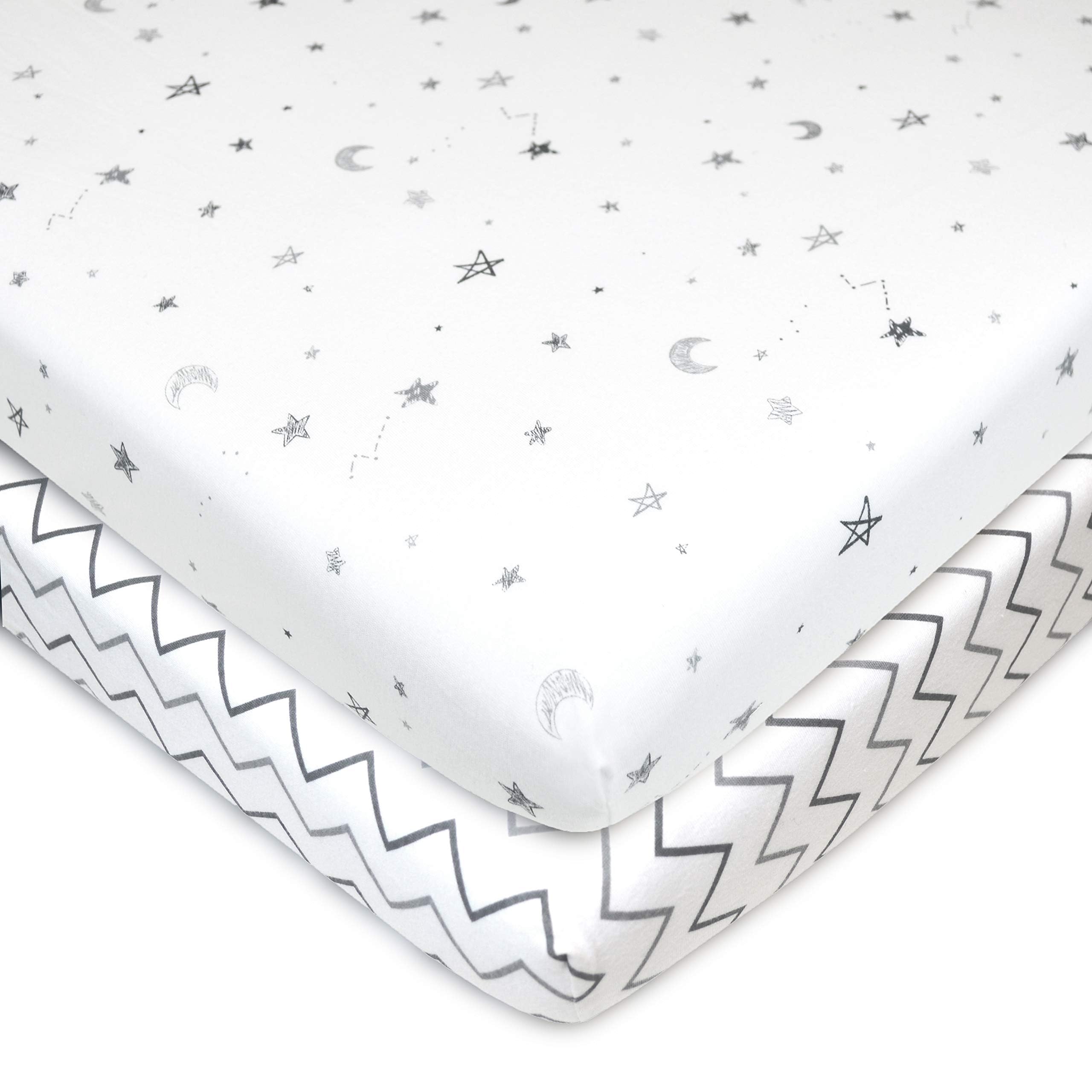 American Baby Company 2 Pack 100% Natural Cotton Fitted Pack and Play Sheets 39