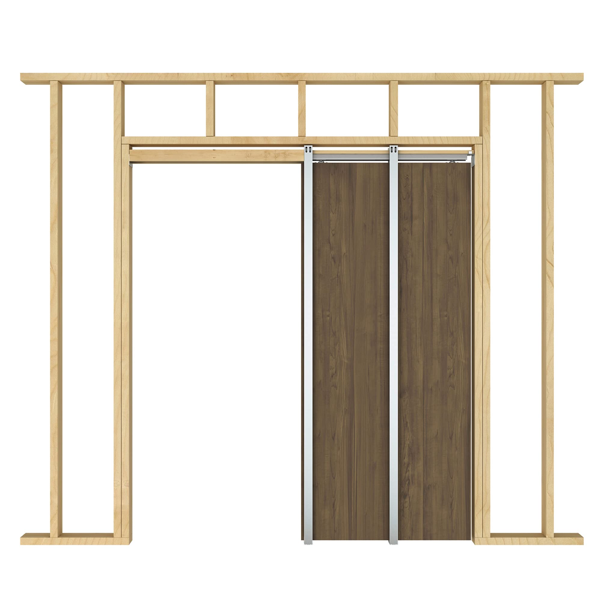 Photo 1 of JUBEST 36"x 96" Pocket Door Frame Kit with 120LBS Soft Close Mechanism and Galvanized Steel Studs, Pocket Door Kit for 2x4 Stud Wall, Suitable for Doors Wide 24"-36", Easy to Install