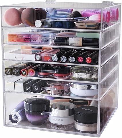 Display4top Acrylic Clear Cosmetic Makeup Organiser Box With 5