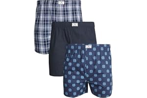 Lucky Brand Mens Boxer Shorts - 3 Pack 4'' Inseam Woven Cotton Boxers for Men with Functional Fly Mens Underwear Boxers