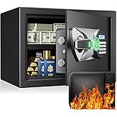 BlackSmith Home Biometric Safe 1.0 Cub - Fingerprint Recognition Box With Keys, Keypad Lock, LCD Display, Dual Alarm System - Wall Mount Cabinet for Jewelry and Valuables, Black
