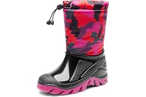 DREAM PAIRS Boys Snow Boots Waterproof Camouflage Slip Resistant Mid Calf Faux Fur Lining Outdoor Muck Winter Shoes for Little/Big Kids