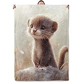 Mounidso Cute Ferret Blanket, Cute Animal Print Flannel Blanket Gifts for Women, Soft Warm Lightweight Ferret Blankets for Living Room Home Sofa Travel Decor 50" x 60"