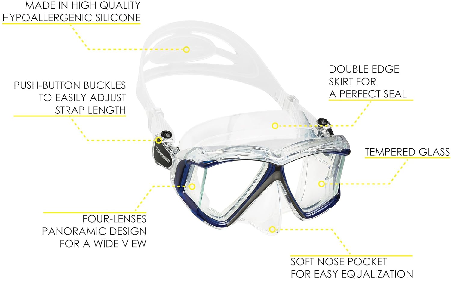 Cressi Panoramic 4 Window Dive Mask