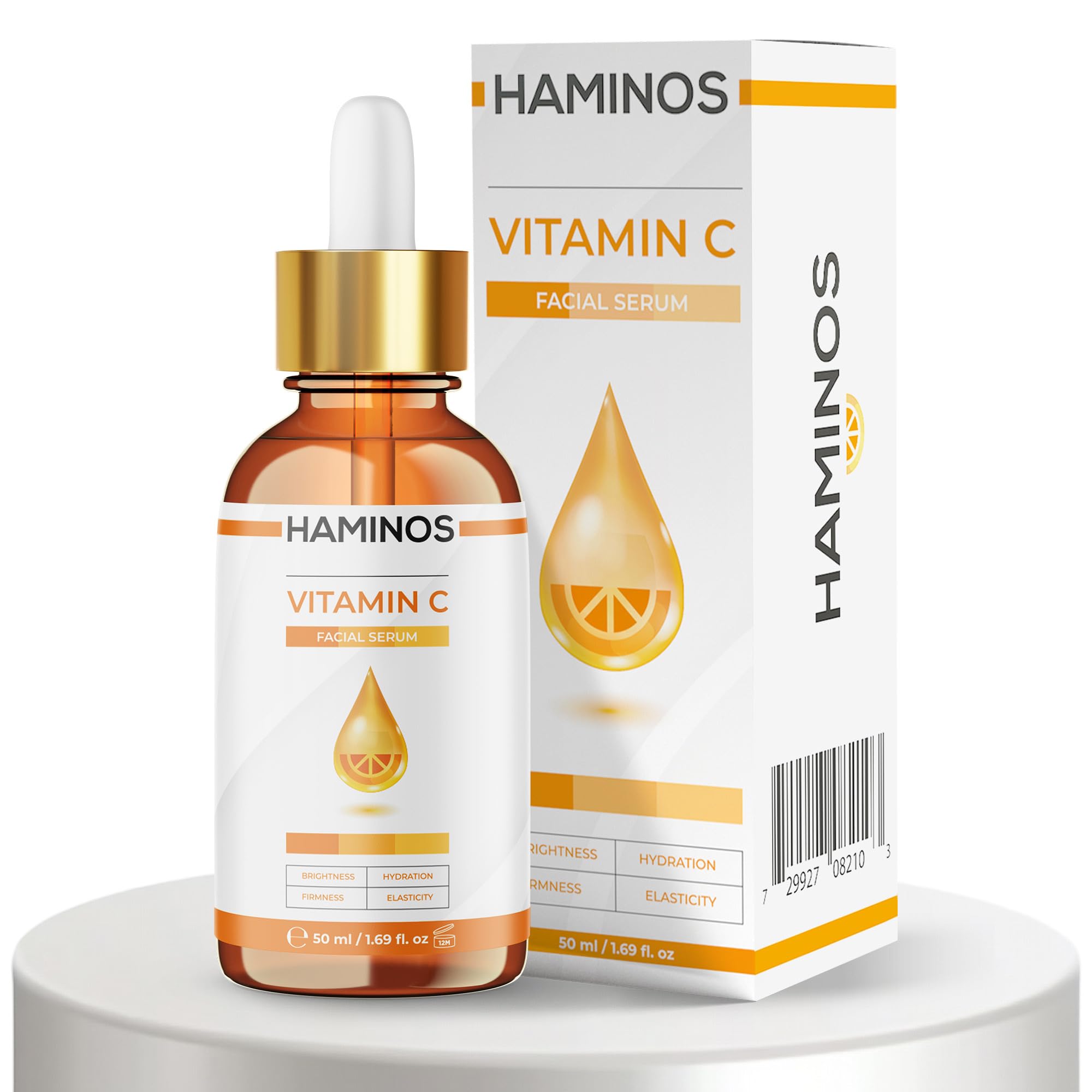HAMINOS Vitamin C Serum mit Niacinamid, Hyaluronsäure und Peptiden – Aufhellend, Straffend, Feuchtigkeitsspendend, Anti-Falten und Antioxidativ - EINZIGARTIGE FORMEL (50 ml)