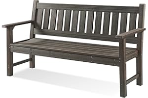 ACUEL Outdoor Bench, 3-Person Garden Bench, Poly Lumber Patio Bench for Outdoors, Porch, and Park (Dark Brown)