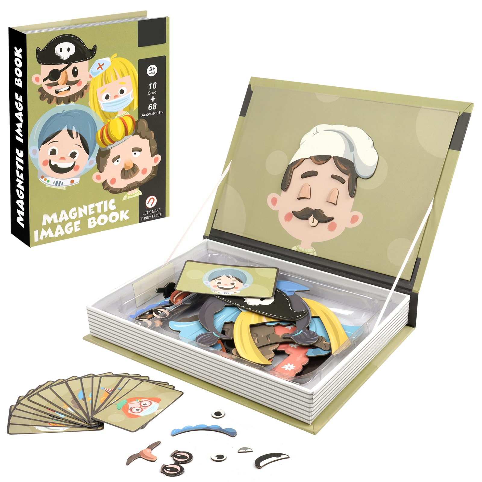 Aolso Magneti'Book for Boys and Girls, Magnetic Educational Game, Pirate Magnetic Puzzle Toy, Fine Motor Skills and Imagination Learning, Suitable for Ages 3 and Up