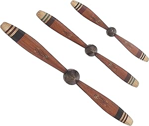 Deco 79 93231 Iron Propeller Wall Decor (Set of 3), 28" x 36" x 46", Red/Brown/Black