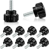 Hotop M4 x 10 mm Threaded Knurled Thumb Screws for Monitor Mounts, 10 Pcs | Black Carbon Steel Clamping Knobs with Threaded Thumb Screw Design for Monitor Mounts